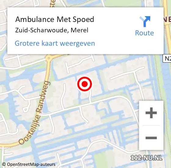 Locatie op kaart van de 112 melding: Ambulance Met Spoed Naar Zuid-Scharwoude, Merel op 3 januari 2015 17:12