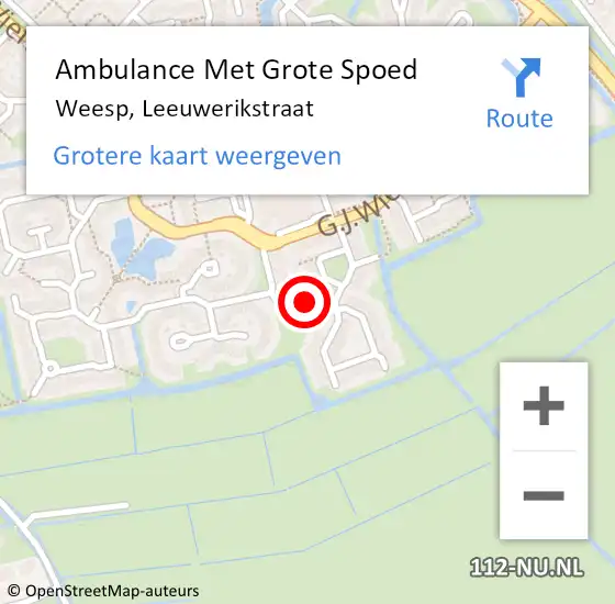 Locatie op kaart van de 112 melding: Ambulance Met Grote Spoed Naar Weesp, Leeuwerikstraat op 26 oktober 2013 14:36