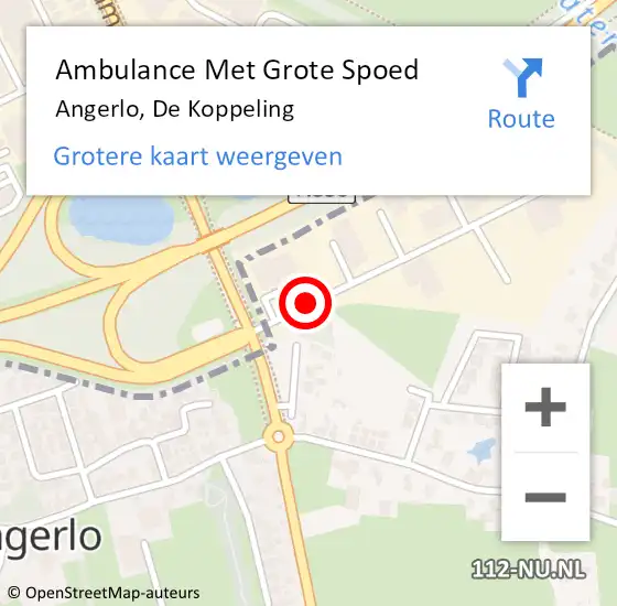 Locatie op kaart van de 112 melding: Ambulance Met Grote Spoed Naar Angerlo, De Koppeling op 3 januari 2015 17:26