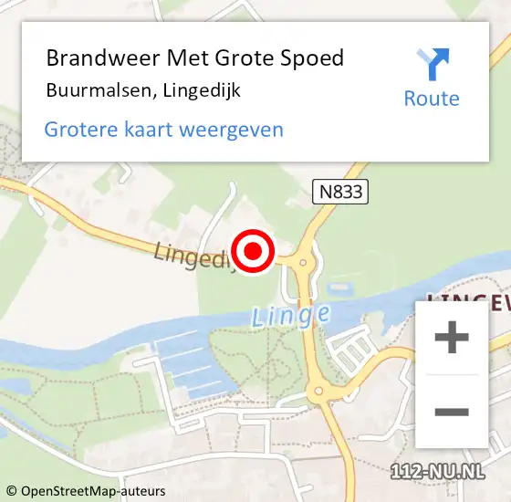 Locatie op kaart van de 112 melding: Brandweer Met Grote Spoed Naar Buurmalsen, Lingedijk op 3 januari 2015 17:53