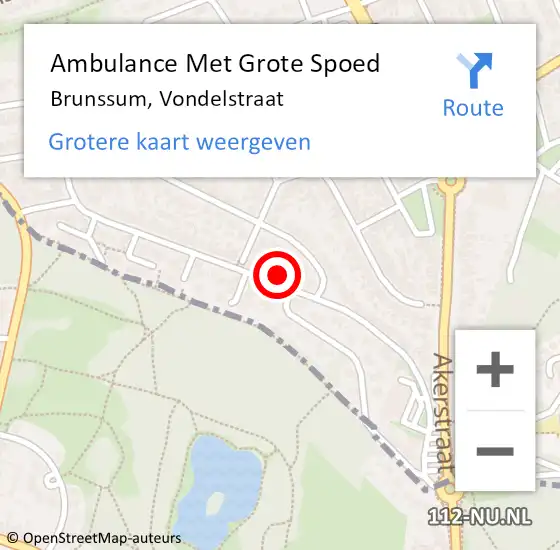 Locatie op kaart van de 112 melding: Ambulance Met Grote Spoed Naar Brunssum, Vondelstraat op 3 januari 2015 17:56