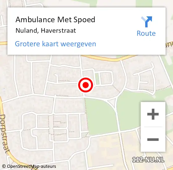 Locatie op kaart van de 112 melding: Ambulance Met Spoed Naar Nuland, Haverstraat op 3 januari 2015 18:04