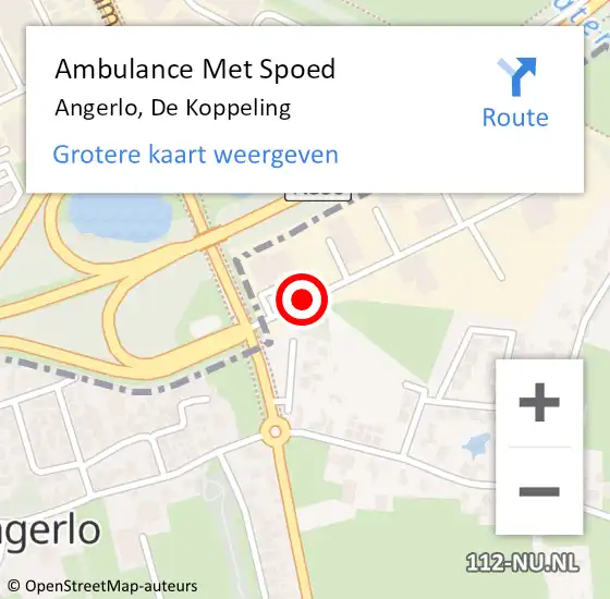 Locatie op kaart van de 112 melding: Ambulance Met Spoed Naar Angerlo, De Koppeling op 3 januari 2015 18:10