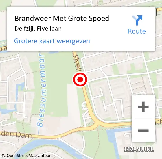 Locatie op kaart van de 112 melding: Brandweer Met Grote Spoed Naar Delfzijl, Fivellaan op 26 oktober 2013 14:42