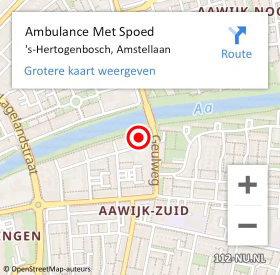 Locatie op kaart van de 112 melding: Ambulance Met Spoed Naar 's-Hertogenbosch, Amstellaan op 3 januari 2015 18:47