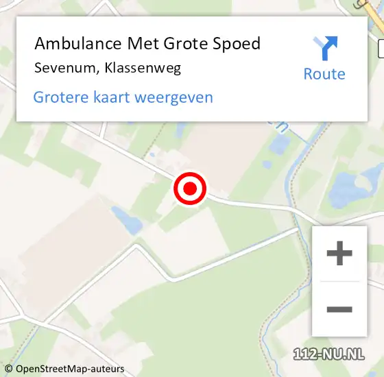 Locatie op kaart van de 112 melding: Ambulance Met Grote Spoed Naar Sevenum, Klassenweg op 3 januari 2015 19:04