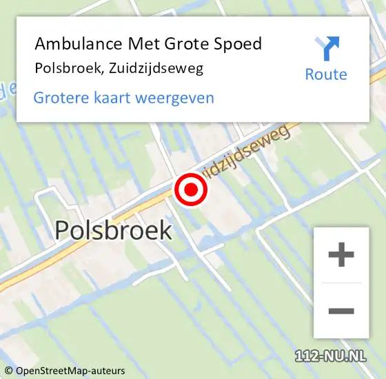 Locatie op kaart van de 112 melding: Ambulance Met Grote Spoed Naar Polsbroek, Zuidzijdseweg op 3 januari 2015 19:10