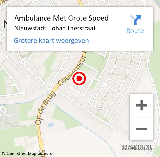 Locatie op kaart van de 112 melding: Ambulance Met Grote Spoed Naar Nieuwstadt, Johan Laerstraat op 3 januari 2015 19:14