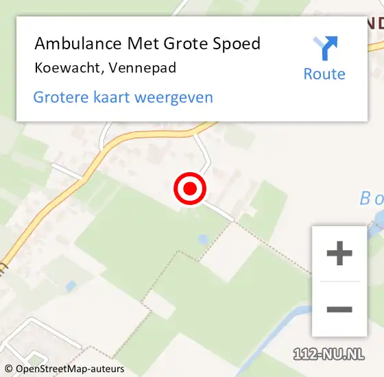 Locatie op kaart van de 112 melding: Ambulance Met Grote Spoed Naar Koewacht, Vennepad op 3 januari 2015 19:23