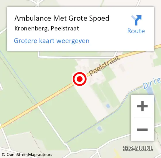 Locatie op kaart van de 112 melding: Ambulance Met Grote Spoed Naar Kronenberg, Peelstraat op 3 januari 2015 19:31