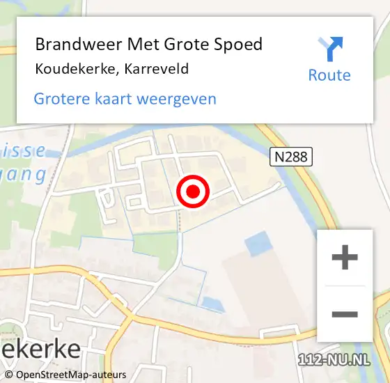 Locatie op kaart van de 112 melding: Brandweer Met Grote Spoed Naar Koudekerke, Karreveld op 3 januari 2015 19:51