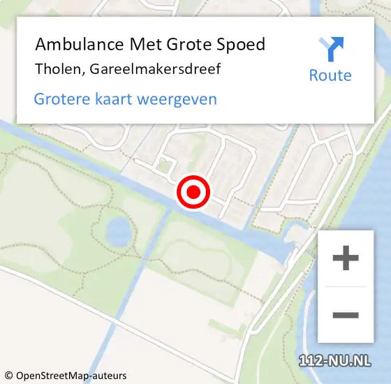 Locatie op kaart van de 112 melding: Ambulance Met Grote Spoed Naar Tholen, Gareelmakersdreef op 3 januari 2015 20:01