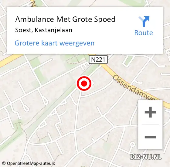 Locatie op kaart van de 112 melding: Ambulance Met Grote Spoed Naar Soest, Kastanjelaan op 3 januari 2015 20:09