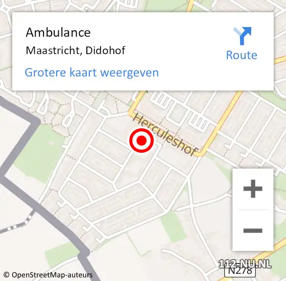 Locatie op kaart van de 112 melding: Ambulance Maastricht, Didohof op 3 januari 2015 20:13