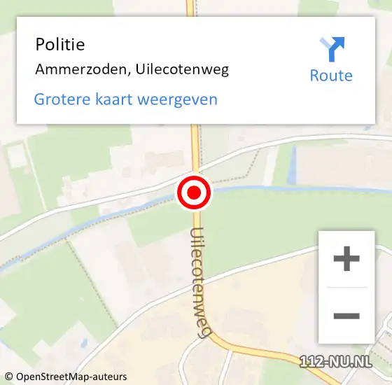 Locatie op kaart van de 112 melding: Politie Ammerzoden, Uilecotenweg op 3 januari 2015 20:15