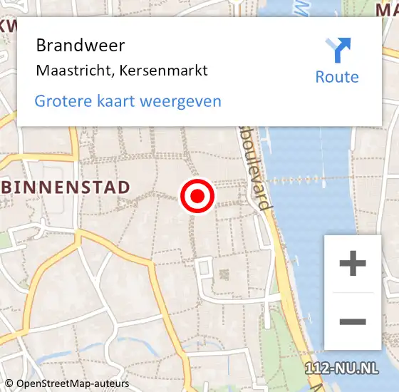 Locatie op kaart van de 112 melding: Brandweer Maastricht, Kersenmarkt op 3 januari 2015 20:37