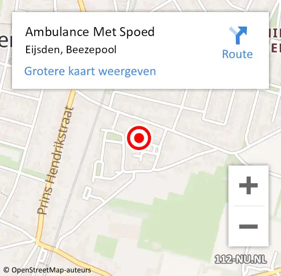 Locatie op kaart van de 112 melding: Ambulance Met Spoed Naar Eijsden, Beezepool op 3 januari 2015 20:47