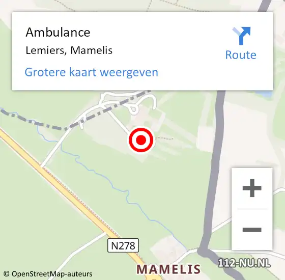 Locatie op kaart van de 112 melding: Ambulance Lemiers, Mamelis op 3 januari 2015 21:28