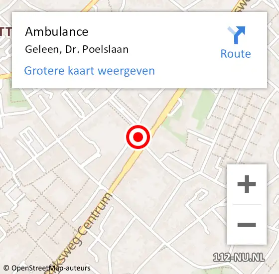 Locatie op kaart van de 112 melding: Ambulance Geleen, Dr. Poelslaan op 3 januari 2015 21:31