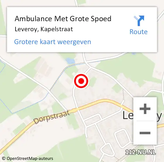 Locatie op kaart van de 112 melding: Ambulance Met Grote Spoed Naar Leveroy, Kapelstraat op 26 oktober 2013 14:56