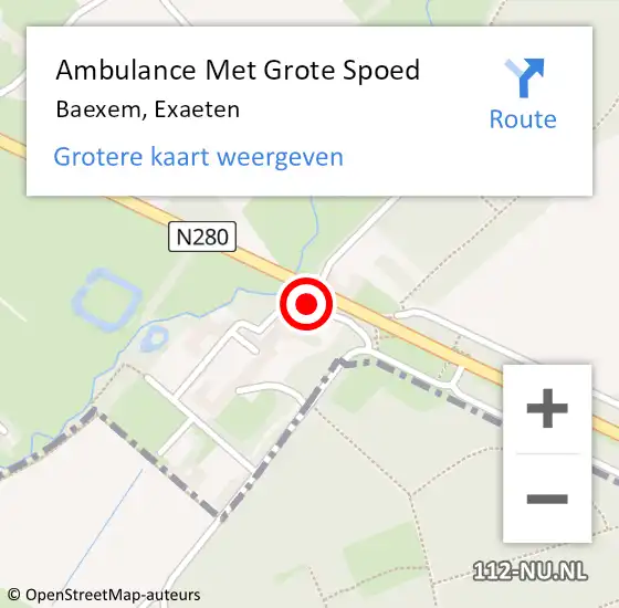 Locatie op kaart van de 112 melding: Ambulance Met Grote Spoed Naar Baexem, Exaeten op 3 januari 2015 23:13