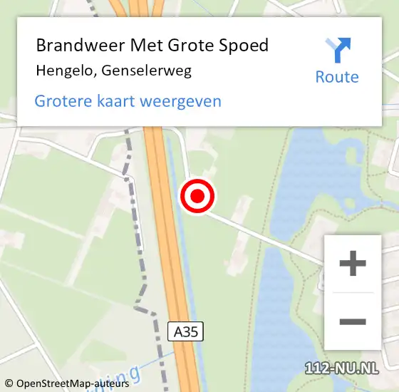 Locatie op kaart van de 112 melding: Brandweer Met Grote Spoed Naar Hengelo, Genselerweg op 3 januari 2015 23:21