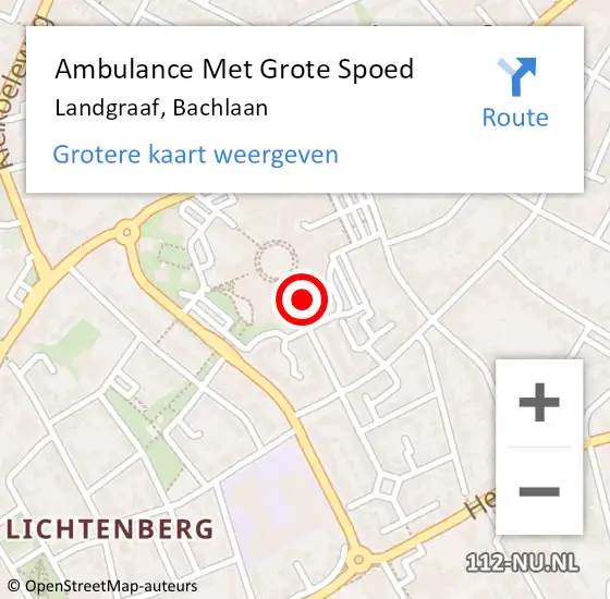 Locatie op kaart van de 112 melding: Ambulance Met Grote Spoed Naar Landgraaf, Bachlaan op 4 januari 2015 00:15