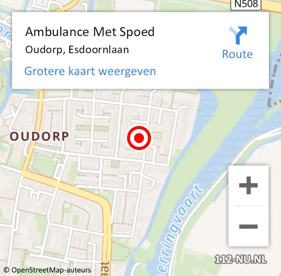 Locatie op kaart van de 112 melding: Ambulance Met Spoed Naar Oudorp, Esdoornlaan op 4 januari 2015 00:26