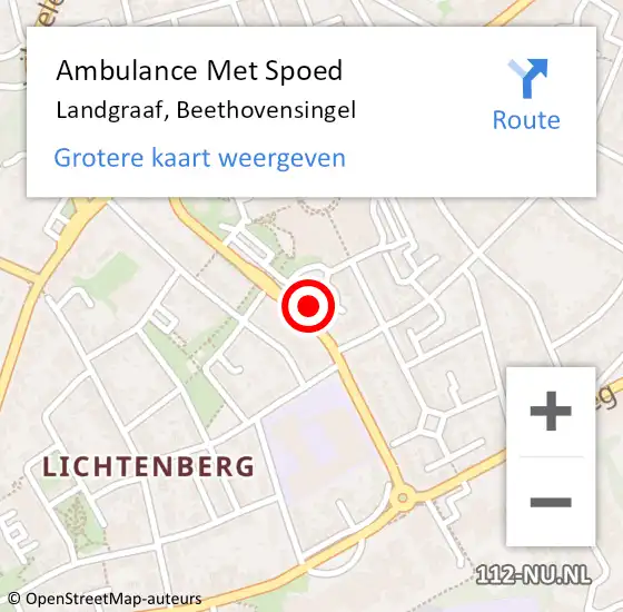 Locatie op kaart van de 112 melding: Ambulance Met Spoed Naar Landgraaf, Beethovensingel op 4 januari 2015 00:27