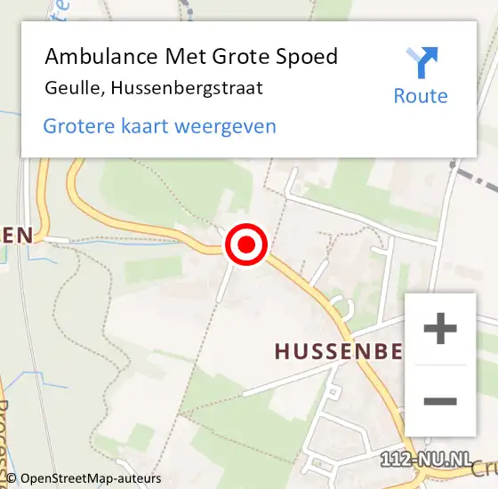 Locatie op kaart van de 112 melding: Ambulance Met Grote Spoed Naar Geulle, Hussenbergstraat op 4 januari 2015 01:03