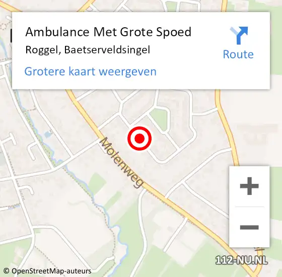 Locatie op kaart van de 112 melding: Ambulance Met Grote Spoed Naar Roggel, Baetserveldsingel op 4 januari 2015 01:34