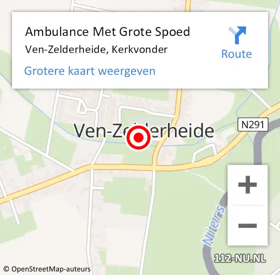 Locatie op kaart van de 112 melding: Ambulance Met Grote Spoed Naar Ven-Zelderheide, Kerkvonder op 4 januari 2015 02:25