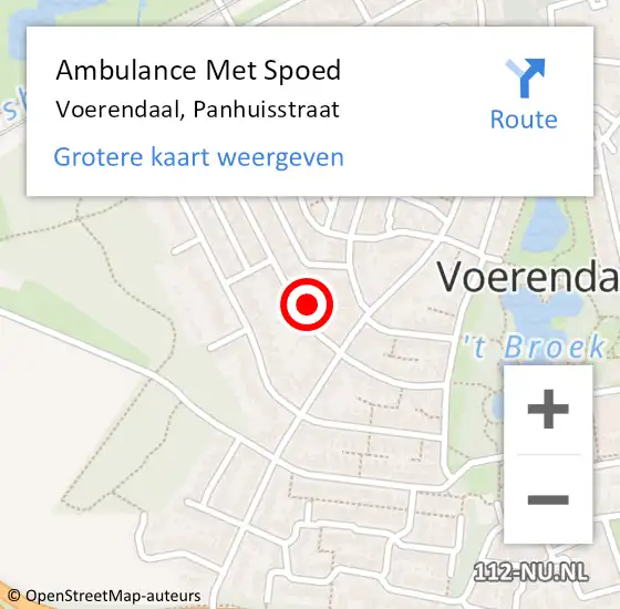 Locatie op kaart van de 112 melding: Ambulance Met Spoed Naar Voerendaal, Panhuisstraat op 4 januari 2015 02:43