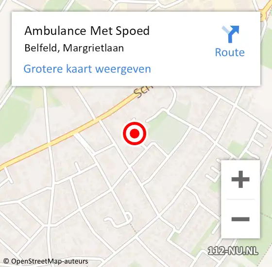 Locatie op kaart van de 112 melding: Ambulance Met Spoed Naar Belfeld, Margrietlaan op 4 januari 2015 05:19