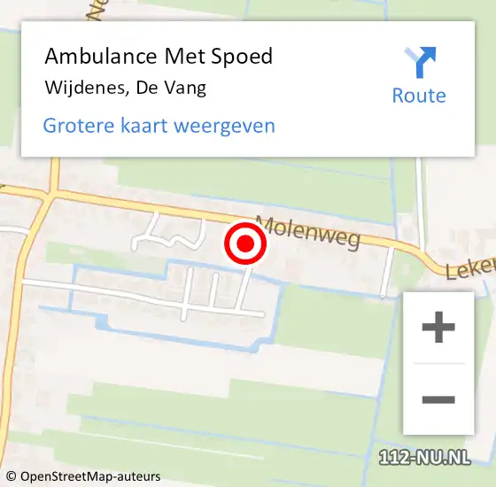 Locatie op kaart van de 112 melding: Ambulance Met Spoed Naar Wijdenes, De Vang op 4 januari 2015 05:19