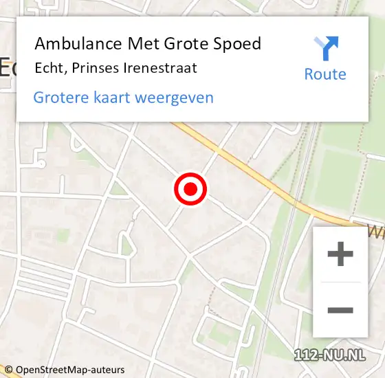 Locatie op kaart van de 112 melding: Ambulance Met Grote Spoed Naar Echt, Prinses Irenestraat op 4 januari 2015 05:21