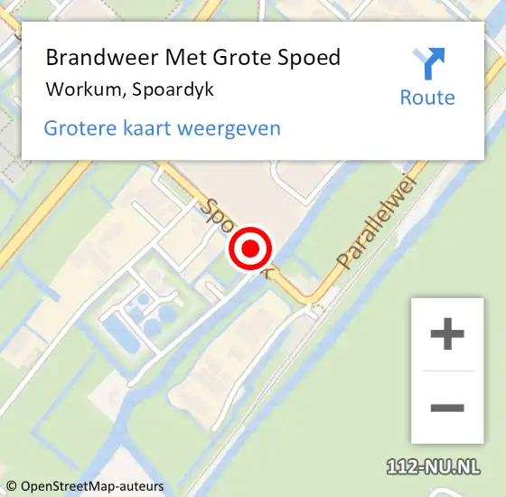 Locatie op kaart van de 112 melding: Brandweer Met Grote Spoed Naar Workum, Spoardyk op 4 januari 2015 07:13