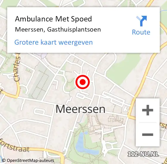 Locatie op kaart van de 112 melding: Ambulance Met Spoed Naar Meerssen, Gasthuisplantsoen op 4 januari 2015 09:13