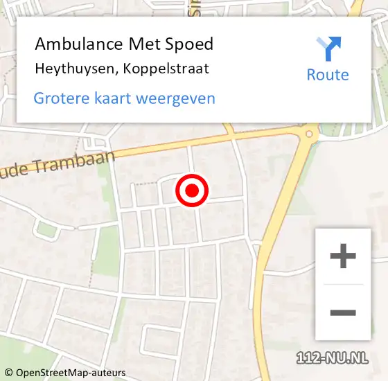 Locatie op kaart van de 112 melding: Ambulance Met Spoed Naar Heythuysen, Koppelstraat op 4 januari 2015 09:35