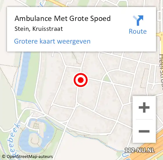 Locatie op kaart van de 112 melding: Ambulance Met Grote Spoed Naar Stein, Kruisstraat op 4 januari 2015 09:49