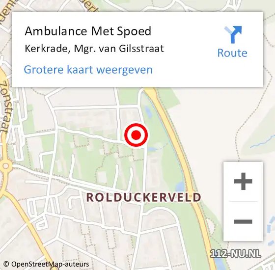 Locatie op kaart van de 112 melding: Ambulance Met Spoed Naar Kerkrade, Mgr. van Gilsstraat op 4 januari 2015 10:04