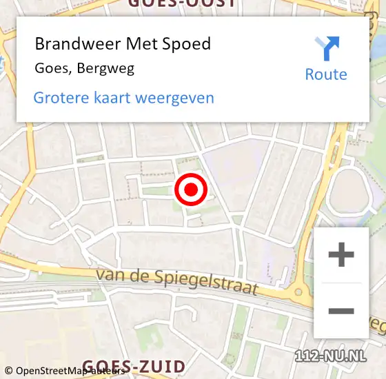 Locatie op kaart van de 112 melding: Brandweer Met Spoed Naar Goes, Bergweg op 4 januari 2015 10:47