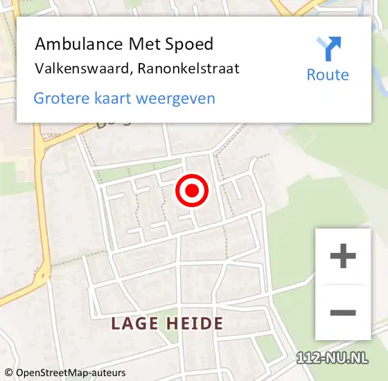 Locatie op kaart van de 112 melding: Ambulance Met Spoed Naar Valkenswaard, Ranonkelstraat op 4 januari 2015 10:52