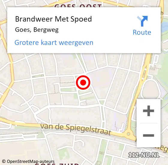 Locatie op kaart van de 112 melding: Brandweer Met Spoed Naar Goes, Bergweg op 4 januari 2015 11:04