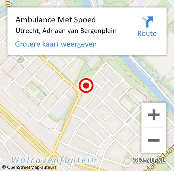 Locatie op kaart van de 112 melding: Ambulance Met Spoed Naar Utrecht, Adriaan van Bergenplein op 4 januari 2015 11:05