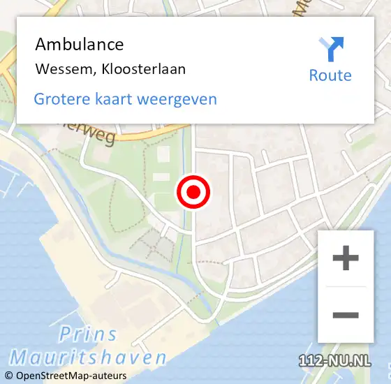 Locatie op kaart van de 112 melding: Ambulance Wessem, Kloosterlaan op 4 januari 2015 11:21