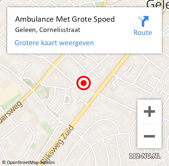 Locatie op kaart van de 112 melding: Ambulance Met Grote Spoed Naar Geleen, Cornelisstraat op 4 januari 2015 11:41