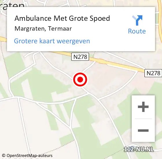 Locatie op kaart van de 112 melding: Ambulance Met Grote Spoed Naar Margraten, Termaar op 4 januari 2015 12:02