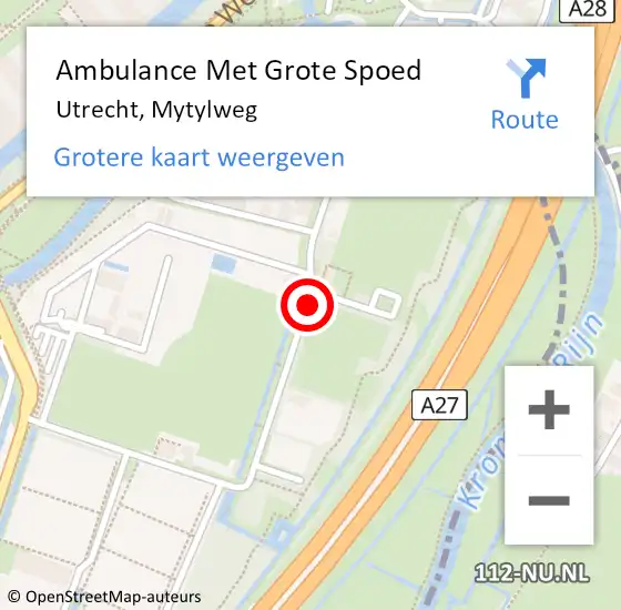 Locatie op kaart van de 112 melding: Ambulance Met Grote Spoed Naar Utrecht, Mytylweg op 26 oktober 2013 15:42