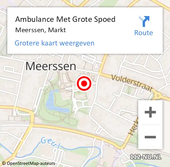 Locatie op kaart van de 112 melding: Ambulance Met Grote Spoed Naar Meerssen, Markt op 4 januari 2015 12:10